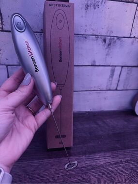Silver Milk Frother Handheld Electric Frother